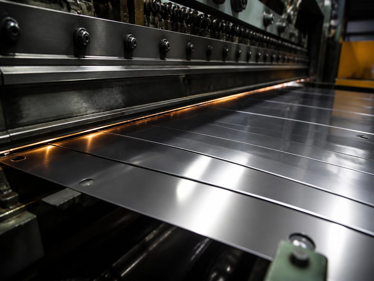 Corte de lámina de hojalata en línea de manufactura